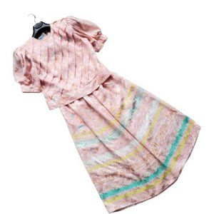 80s Silk Blouse Skirt Set Tea Party Adrianna Papelle 2pc Set Women's 6